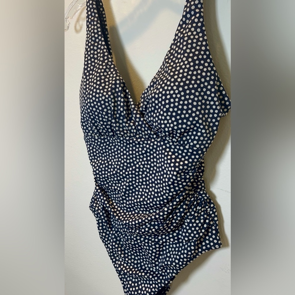 Boden size 10 R Talamanca Swimsuit blue and white polka dots - Picture 3 of 4